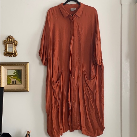 ASOS Curve Dresses & Skirts - Rust oversized boxy button up dress